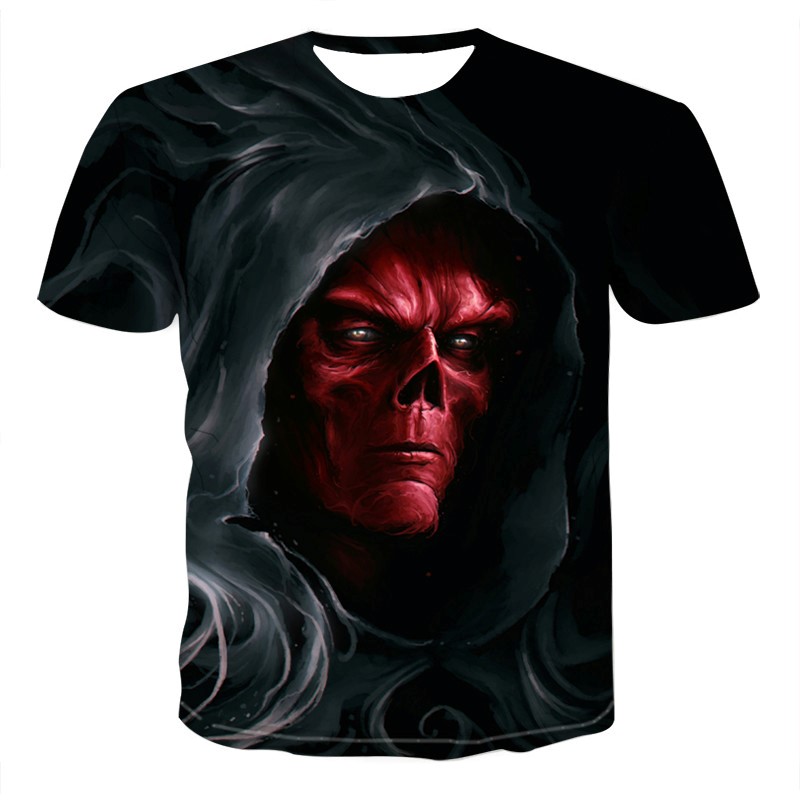 2024 Mens Skull T shirts punk style skull 3Dt- shirts Men Tops Hip hop 3d print skull punisher T-shirt